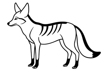 jackal silhouette line art vector illustration with a white background