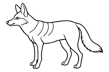 jackal silhouette line art vector illustration with a white background