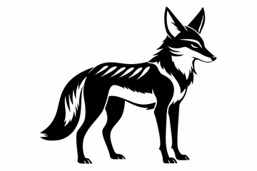 jackal silhouette line art vector illustration with a white background