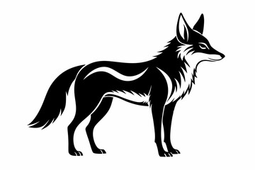 jackal silhouette line art vector illustration with a white background