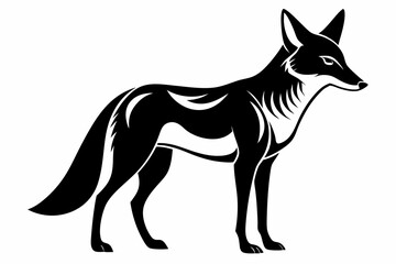 jackal silhouette line art vector illustration with a white background