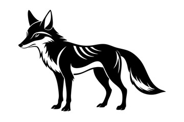 jackal silhouette line art vector illustration with a white background