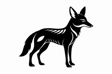 jackal silhouette line art vector illustration with a white background