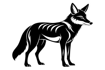 jackal silhouette line art vector illustration with a white background