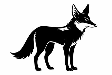 jackal silhouette line art vector illustration with a white background