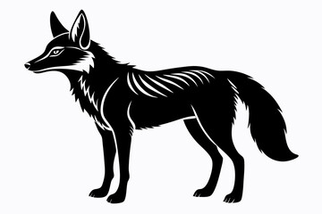 jackal silhouette line art vector illustration with a white background