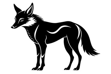 jackal silhouette line art vector illustration with a white background