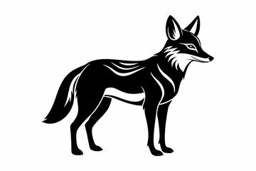 jackal silhouette line art vector illustration with a white background