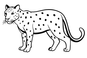 jaguar silhouette line art vector illustration with a white background
