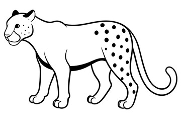 jaguar silhouette line art vector illustration with a white background
