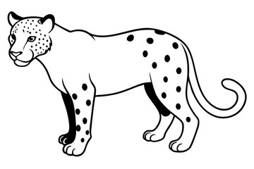 jaguar silhouette line art vector illustration with a white background