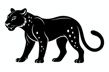 jaguar silhouette line art vector illustration with a white background