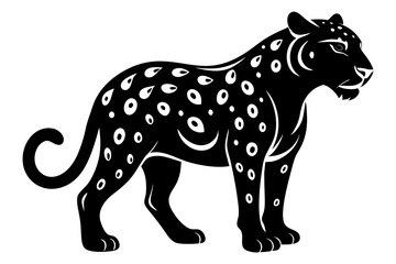 jaguar silhouette line art vector illustration with a white background