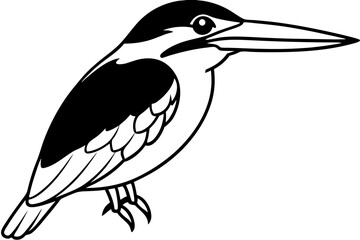 Obraz premium kingfisher silhouette line art vector illustration with a white background