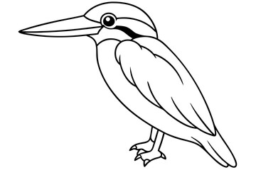 kingfisher silhouette line art vector illustration with a white background