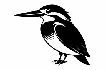 Obraz premium kingfisher silhouette line art vector illustration with a white background