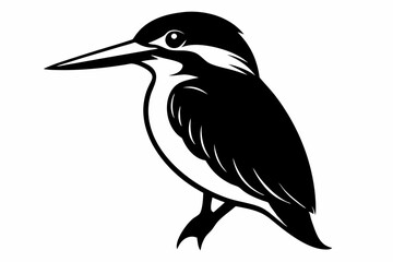 kingfisher silhouette line art vector illustration with a white background