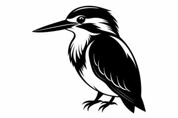 kingfisher silhouette line art vector illustration with a white background