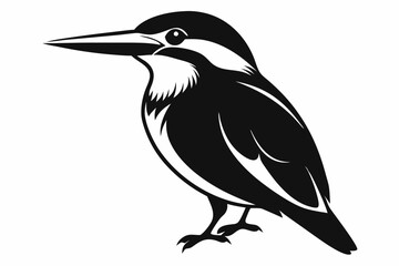 kingfisher silhouette line art vector illustration with a white background