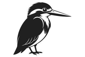Obraz premium kingfisher silhouette line art vector illustration with a white background
