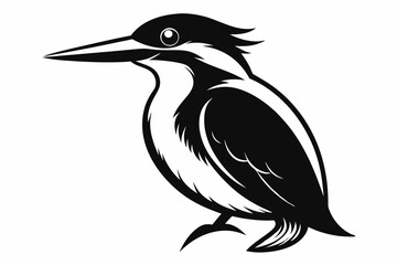 kingfisher silhouette line art vector illustration with a white background