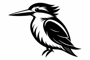 kingfisher silhouette line art vector illustration with a white background