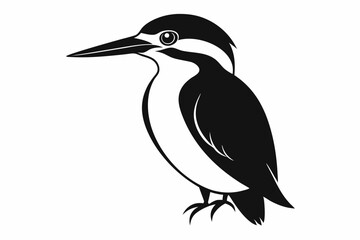 kingfisher silhouette line art vector illustration with a white background
