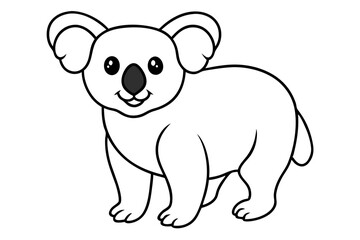 koala silhouette line art vector illustration with a white background