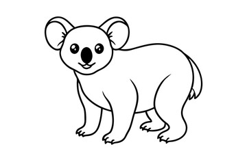 koala silhouette line art vector illustration with a white background