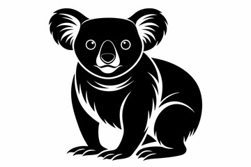 koala silhouette line art vector illustration with a white background
