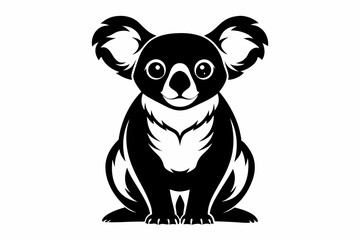 koala silhouette line art vector illustration with a white background