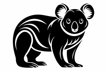 koala silhouette line art vector illustration with a white background