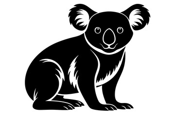 koala silhouette line art vector illustration with a white background