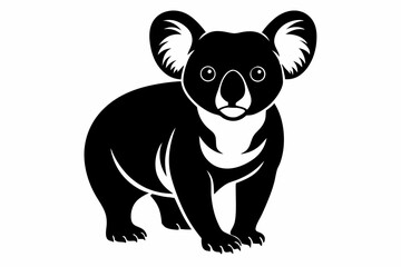 koala silhouette line art vector illustration with a white background