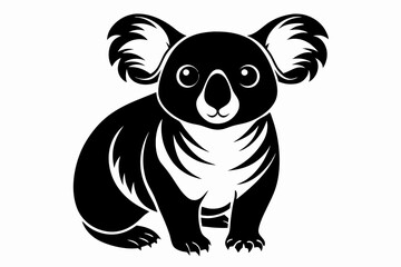 koala silhouette line art vector illustration with a white background