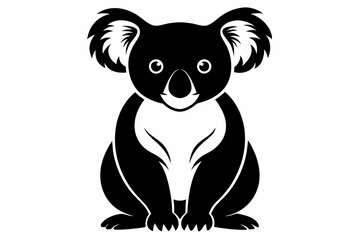 koala silhouette line art vector illustration with a white background