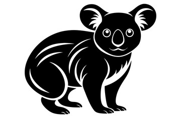 koala silhouette line art vector illustration with a white background