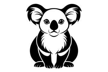 koala silhouette line art vector illustration with a white background