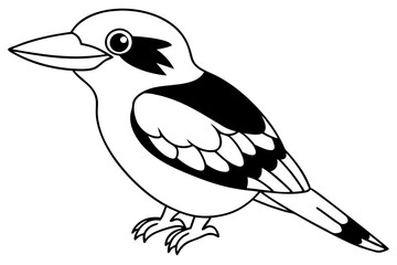 kookaburra silhouette line art vector illustration with a white background