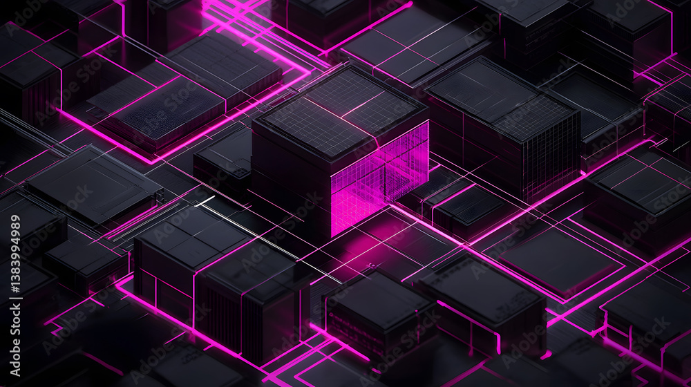 Poster blockchain cybersecurity and encryption visualized digital landscape of data protection technology e