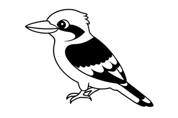 kookaburra silhouette line art vector illustration with a white background