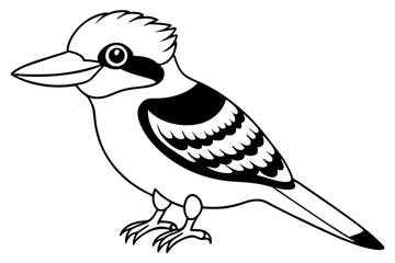 Fototapeta premium kookaburra silhouette line art vector illustration with a white background