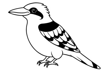 kookaburra silhouette line art vector illustration with a white background