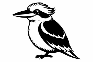 kookaburra silhouette line art vector illustration with a white background