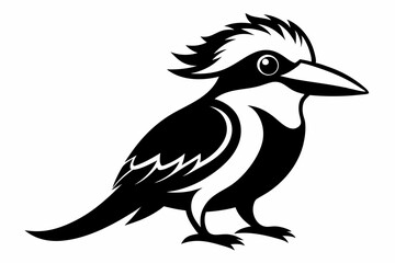 kookaburra silhouette line art vector illustration with a white background