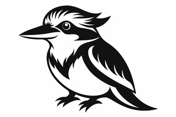 kookaburra silhouette line art vector illustration with a white background