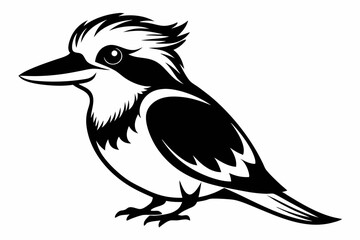 Obraz premium kookaburra silhouette line art vector illustration with a white background