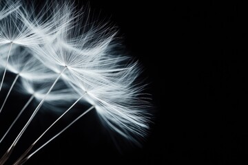 Close-up of delicate dandelion seed heads against a transparent background, showcasing their intricate detail and ethereal beauty.