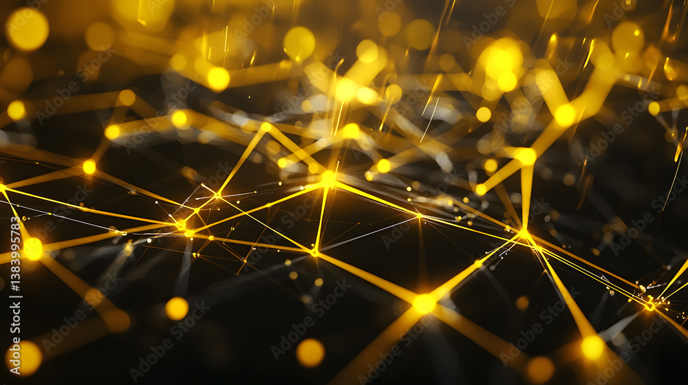 Poster visualizing cloud computing and decentralized systems connecting data technology and innovation in a