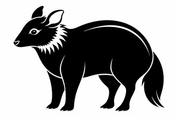 kowari silhouette line art vector illustration with a white background